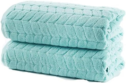 BAGNO MILANO Turkish Cotton Bath Towels, Hand Towels - Soft Plush Jacquard Collection Luxury Towels Set (Aqua Green, Bath Towel Set of 2)