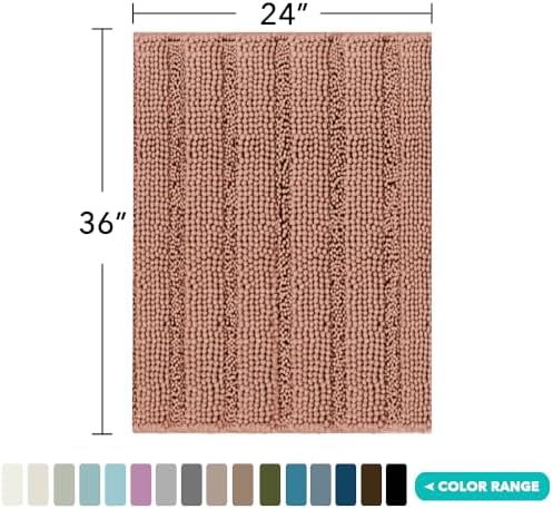 Turquoize Bathroom Rug 24"x36", Absorbent Chenille Bath Rug, Muted Clay