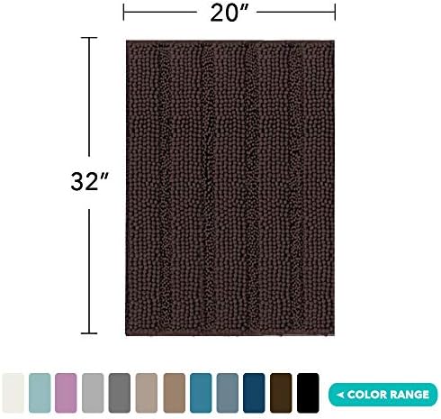 Turquoize Bathroom Rug 20"x32", Soft Absorbent Chenille Bath Rug, Brown