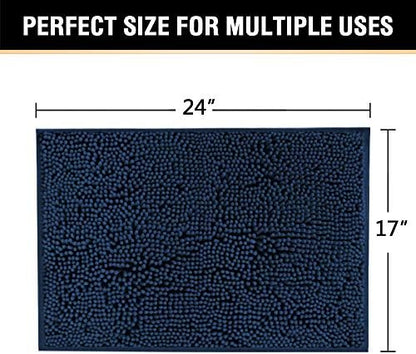 H.VERSAILTEX Navy Blue Bath Rug, Bath Mat Non Slip Bath Mats for Bathroom Floor, Bathroom Rug Extra Thick Chenille Rug 17" x 24" Absorbent Soft Shaggy Washable Dry Fast Plush Rugs for Bathtubs