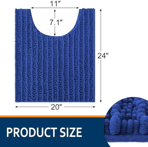 Smiry Bathroom Toilet Rugs U Shaped 24X20, Chenille Bath mats for Toilet