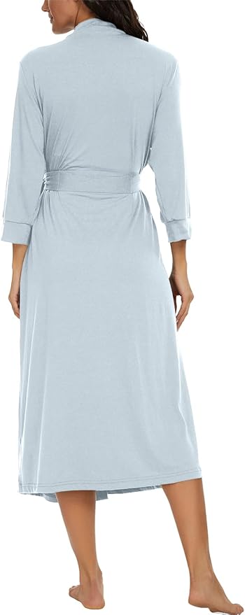 VINTATRE Women Kimono Robes Long Knit Bathrobe Lightweight Soft Knit Sleepwear V-neck Casual Ladies Loungewear