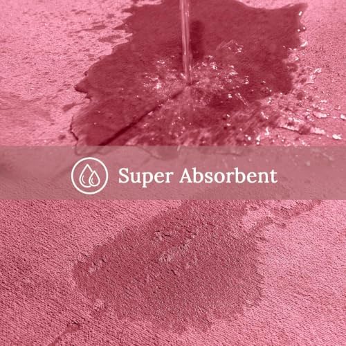 HUXMEYSON 3-Piece Memory Foam Bathroom Rug Set, Pink