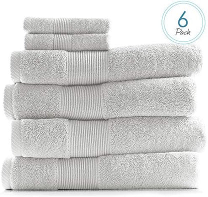 Hearth & Harbor Bath Towels for Bathroom - 100% Ring Spun Cotton Luxury Bathroom Towels - Ultra Soft & Highly Absorbent, Bath Towels Set of 6 - White