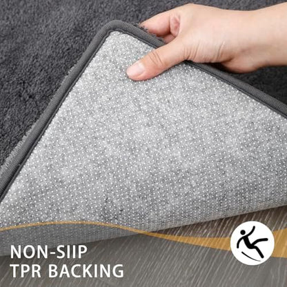 MINIDEAR Bathroom Rugs 47x20 Volcanic Gray - Thick Memory Foam Bath Mat, Ultra Soft & Plush Fluffy, Non-Slip, Quick Dry, Absorbent Washable Floor Microfiber Mat for Tub, Home Decor Accessories