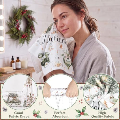 FuWeave 8Pcs Christmas Shower Curtain Set Farmhouse Rustic Bathroom Decor