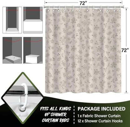 Vintage French Cottagecore Floral Shower Curtain 72x72 Inches