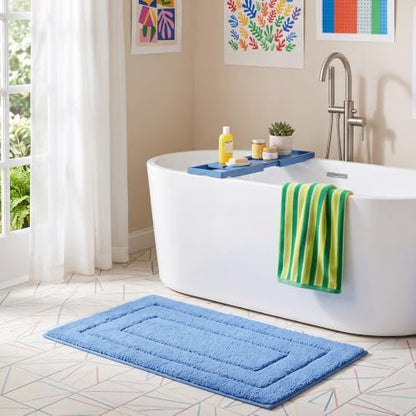 GRANNY SAYS Blue Bathroom Runner Rug 24" x 48", Soft Microfiber Bath Mat