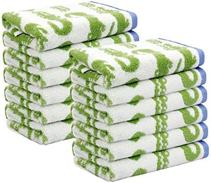 ORIGINAL KIDS Wash Cloth - 100% Cotton Set of 12 Washcloths - Green Blue