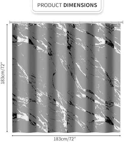 Premium Gray Marble Shower Curtain - Realistic Vein Design, Water-Resistant Fabric (72x72 Inches), Stable Drape, Easy-Clean, Stylish Nordic/Ins Bathroom Decor
