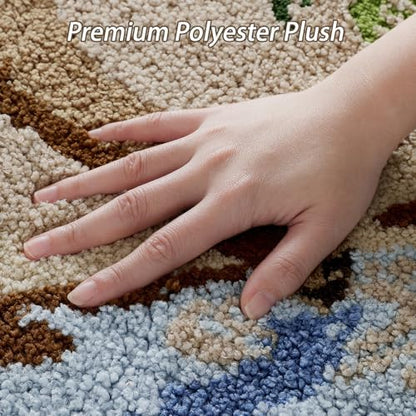 Bathroom Rug Mat, Desert Oasis Sunset Fluffy Rug with Camel & Palm Tree, Ultra Absorbent Microfiber Shaggy Door Mat, Quick Dry Bath Rug Carpet for Toilet Bathtub Bedroom 20x31 Inch