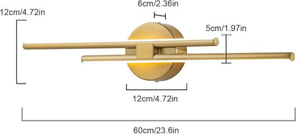 EDISLIVE Dimmable Modern LED Vanity Light Fixtures Bathroom Vanity Wall Lighting, 23.6 in Mirror Vanity Lighting Fixtures for Bathroom Bedroom Makeup Living Room,3000K Warm Light(Gold)