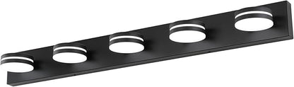 5-Light Bathroom Vanity Light, Modern LED Bathroom Light Fixture Over Mirror, Matte Black Bath Wall Lighting, Dimmable 5500K Vanity Lighting Fixture with 360°Rotable Head