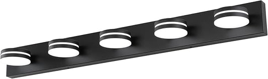 5-Light Bathroom Vanity Light, Modern LED Bathroom Light Fixture Over Mirror, Matte Black Bath Wall Lighting, Dimmable 5500K Vanity Lighting Fixture with 360°Rotable Head