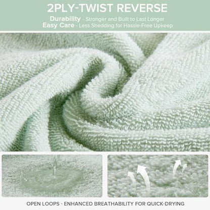 Comfort Spaces 12 Pc Towel Set, 100% Cotton Zero Twist, Seafoam Green