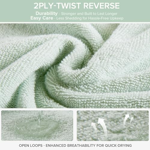 Comfort Spaces 6 Pc Towel Set, 100% Cotton Zero Twist, Seafoam Green