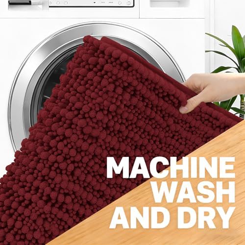 OLANLY Large Bathroom Rugs 40x32, Thick Soft Absorbent Chenille Bath Rugs