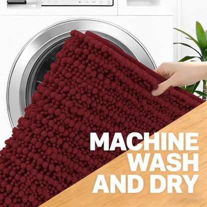 OLANLY Bathroom Runner Rugs 47x17, Thick Soft Absorbent Chenille Bath Rugs