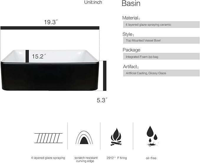 32'' Bathroom Vanity with Sink, Modern Bathroom Cabinet, Black | 2 Soft-Close Cabinet Doors, 4 Drawers, 2-Tier Inner Shelf, Freestanding Large Storage Cabinet, Black and White Ceramic
