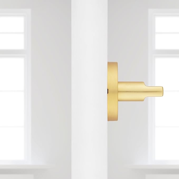 Kwikset Halifax Dummy Door Handle, Single Sided Lever for Closets, French Double Doors, and Pantry, Satin Brass Non-Turning Reversible Interior Push/Pull Lever, with Microban Protection