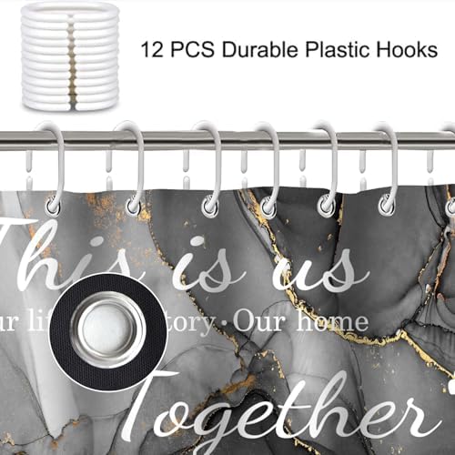 4Pcs Family Marble Shower Curtain Sets with Rugs