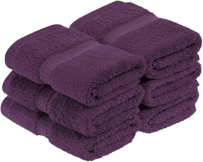 Superior Egyptian Cotton Plush & Absorbent, Face Towel Set of 6, Plum | Quick Dry, Soft Luxury Towel Set, Bath Essentials for Bathroom, Guest Bath, Spa, 2 Piece Face, Madeline Towels
