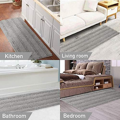 Turquoize Bathroom Runner Rug 20"x59", Soft Absorbent Chenille Bath Rug
