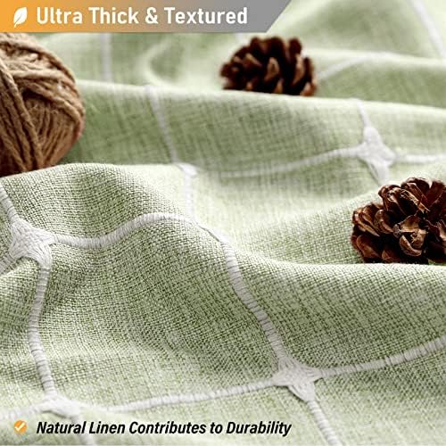 BTTN 72x80 Boho Farmhouse Linen Heavy Duty Shower Curtain Set, Sage Green