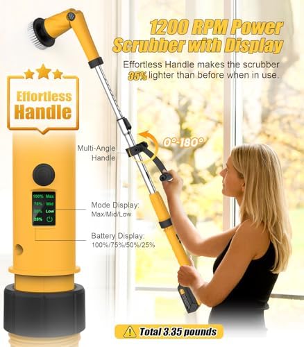 Qimedo Electric Spin Scrubber Q3, 6000mAh, Extra-Large Brush Head, 1200RPM