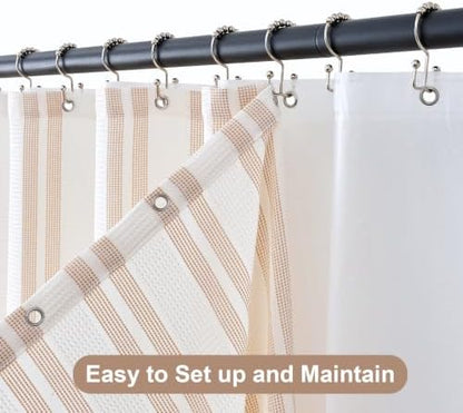 ORTIGIA 3 in 1 Waterproof Shower Curtain PEVA Liner Set 72x72 Inch,Tan