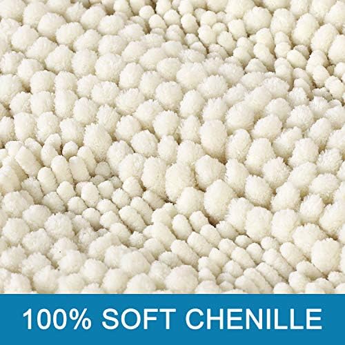 H.VERSAILTEX Bath Mats for Bathroom Non Slip Luxury Chenille Striped Bath Rug Absorbent Non Skid Fluffy Soft Shaggy Rugs Washable Dry Fast Plush Carpet Mats for Bath Room, Tub