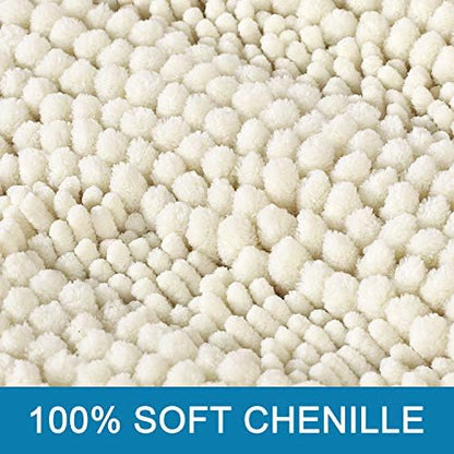 H.VERSAILTEX Bath Mats for Bathroom Non Slip Luxury Chenille Striped Bath Rug Absorbent Non Skid Fluffy Soft Shaggy Rugs Washable Dry Fast Plush Carpet Mats for Bath Room, Tub