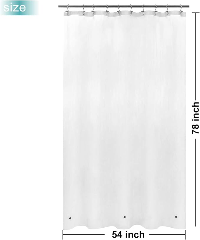 54x78 Stall Size Shower Curtain Liner Frost | 3 Bottom Magnets,10 Rustproof Grommets,Water Proof Heavy Duty PEVA,54W x 78H for Shower Stall or RV Home