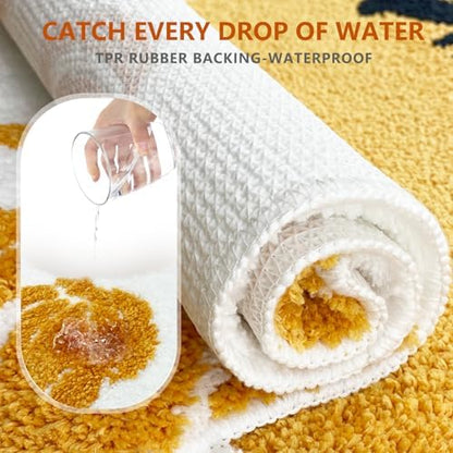 APROPHIC Fall Pumpkin Bath Mats for Bathroom, Thanksgving Super Absorbent Non-Slip Microfiber Shaggy Bath Rugs, Autumn Bathroom Mat for Shower, Tub, Sink, Decor, Machine Washable, 20x30 in, Orange
