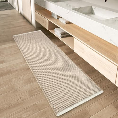 Upgraded Waffle Bath Mat Runner Absorbent Non Slip Bathroom Mat, 2' x 6'
