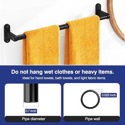 Powools Matte Black 24" Towel Rack, Rustproof Wall Mounted Towel Bar