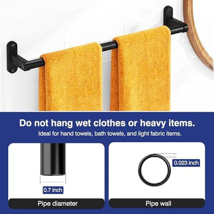 Powools Matte Black 24" Towel Rack, Rustproof Wall Mounted Towel Bar