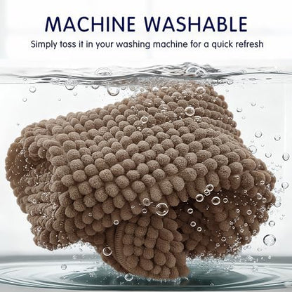 SUBRTEX Bathroom Rugs, 24" x 36" Chenille Bath Rug Soft Short Plush Bath Mat Soft Shower Mat Water Absorbent Shower Mat Quick Dry Machine Washable, Brown