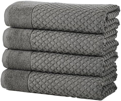 Great Bay Home Bath Towels - 100% Cotton 4 Pack 54x27 Bath Towel Set - Absorbent, Durable, Quick-Dry Towels for Bathroom (Dark Grey)