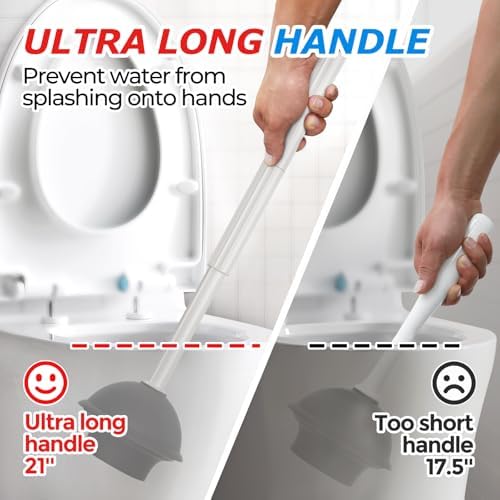 FORASTO 2in1 Toilet Brush & Plunger Set, Bathroom Essentials for Apartment