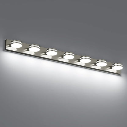 55.12inch Brushed Nickel Vanity Light Fixtures, 7 Light LED Bathroom Vanity Lights Over Mirror, Modern Dimmable Bathroom Wall Lighting for Mirror (Cool White 5500K)