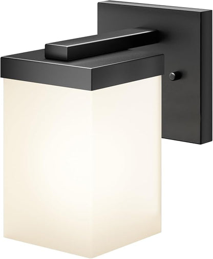 Wall Light Fixture Black Vanity Lighting Over Bathroom Mirror with White Frosted Glass, Wall Lamp for Powder Room Washroom Entrance T003MB-L1