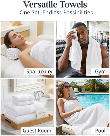 LANE LINEN Bath Towel Set 100% Cotton 16 Piece Soft Absorbent - White