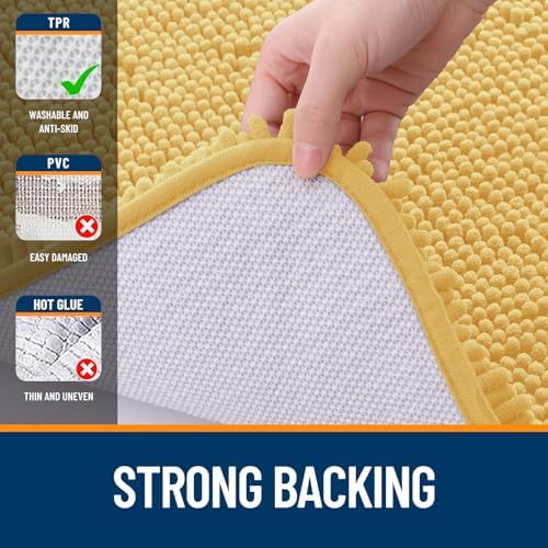 OLANLY Toilet Rugs U-Shaped 20x20, Soft Absorbent Chenille Contour Rugs