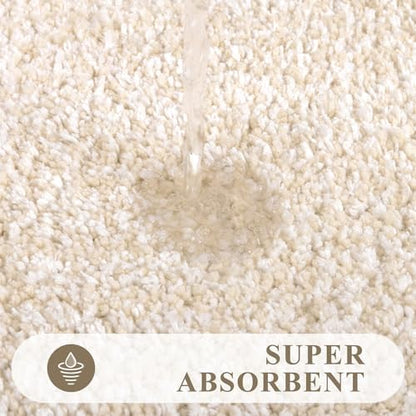 Pauwer Bathroom Rugs Sets 2 Piece, Non Slip Washable Bath Mat, Light Beige