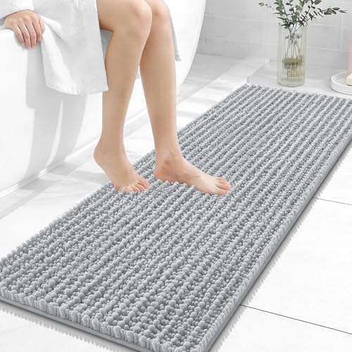 OLANLY Bathroom Runner Rugs 47x17, Thick Soft Absorbent Chenille Bath Rugs