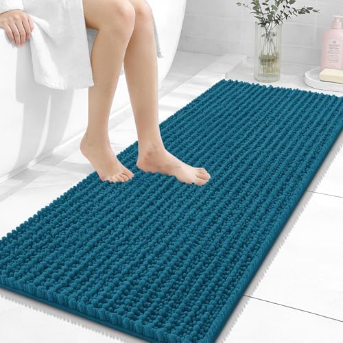 OLANLY Bathroom Runner Rugs 47x20, Thick Soft Absorbent Chenille Bath Rugs