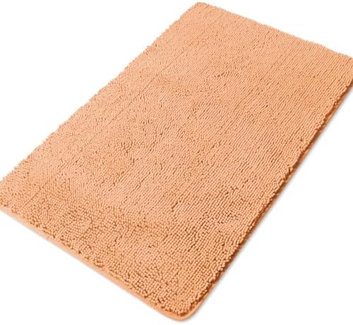 Yeaban Chenille Peach Bathroom Rug 30"x50",Non-Slip Rubber Backing