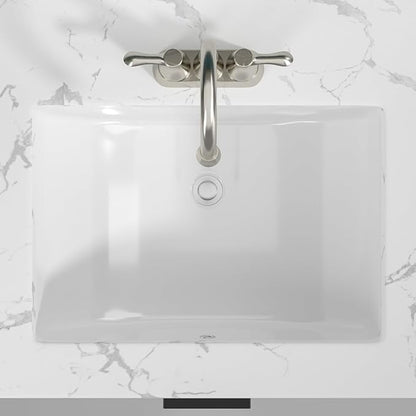 Sarlai Undermount Bathroom Sink - 21 x 14 inch Rectangular Vessel Sink Undermount Modern White Ceramic Rectangle Sink, Vanity Sink Art Basin with Overflow, Interior Bowl Size 18.3"x12.5"x6"