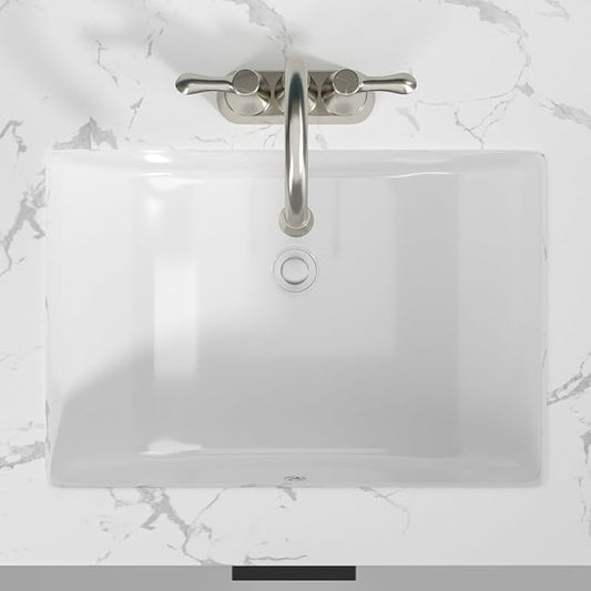 Sarlai Undermount Bathroom Sink - 21 x 14 inch Rectangular Vessel Sink Undermount Modern White Ceramic Rectangle Sink, Vanity Sink Art Basin with Overflow, Interior Bowl Size 18.3"x12.5"x6"